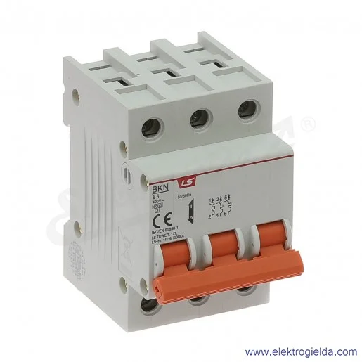 Wyłącznik nadprądowy BKN 3P, charakterystyka B, 6A Wyłącznik nadprądowy BKN 3P, charakterystyka B, 6A