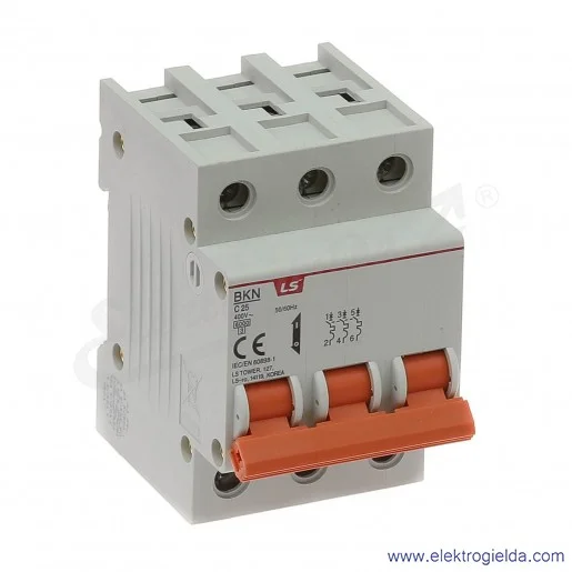 Wyłącznik nadprądowy BKN 3P, charakterystyka C,25A Wyłącznik nadprądowy BKN 3P, charakterystyka C,25A
