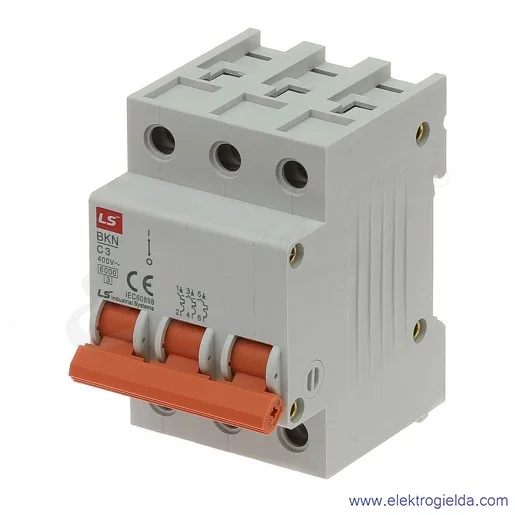 Wyłącznik nadprądowy BKN 3P, charakterystyka C, 3A Wyłącznik nadprądowy BKN 3P, charakterystyka C, 3A