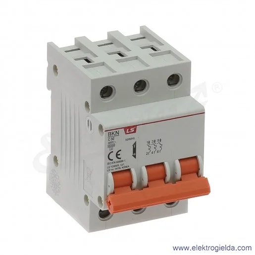 Wyłącznik nadprądowy BKN 3P C32A, BKN 3P, charakterystyka C, 32A Wyłącznik nadprądowy BKN 3P C32A, BKN 3P, charakterystyka C, 32A