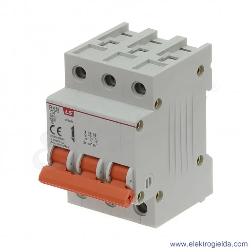 Wyłącznik nadprądowy BKN 3P C32A, BKN 3P, charakterystyka C, 32A Wyłącznik nadprądowy BKN 3P C32A, BKN 3P, charakterystyka C, 32A