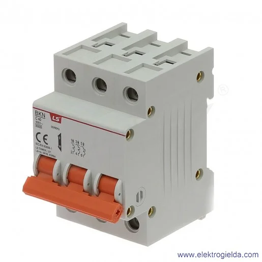 Wyłącznik nadprądowy BKN 3P, charakterystyka C, 40A Wyłącznik nadprądowy BKN 3P, charakterystyka C, 40A