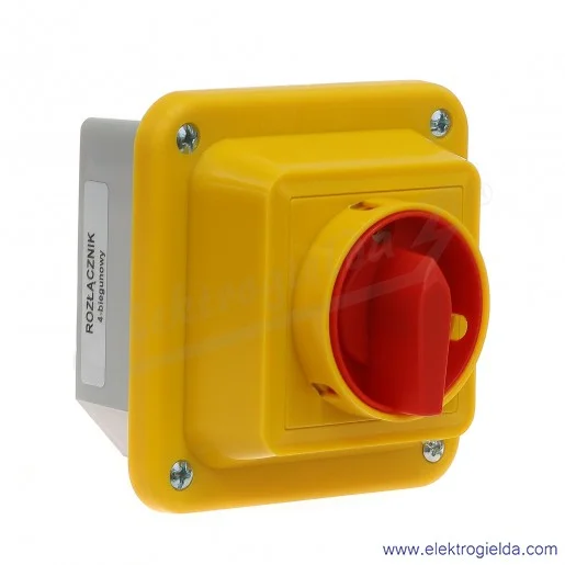 ŁK16R-2.8210\OB1ZC 0-1 4P w obudowie OB1, pokretło żółto-czerwone z mozliwością zamkniecia, obudowa w kolorze szarym, IP65 ŁK16R-2.8210\OB1ZC 0-1 4P w obudowie OB1, pokretło żółto-czerwone z mozliwością zamkniecia, obudowa w kolorze szarym, IP65