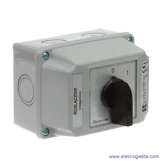 ŁK63-2.8211\OB2, 0-1 3P w obudowie OB2, pokrętło czarne, obudowa w kolorze szarym , IP65 ŁK63-2.8211\OB2, 0-1 3P w obudowie OB2, pokrętło czarne, obudowa w kolorze szarym , IP65