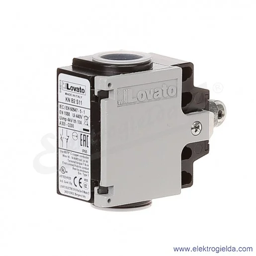 Wyłącznik krańcowy KNB2S11 dźwignia trzpień wciskany z rolką metalową, styki 1NO+1NC, obudowa metalowa IP65 Wyłącznik krańcowy KNB2S11 dźwignia trzpień wciskany z rolką metalową, styki 1NO+1NC, obudowa metalowa IP65