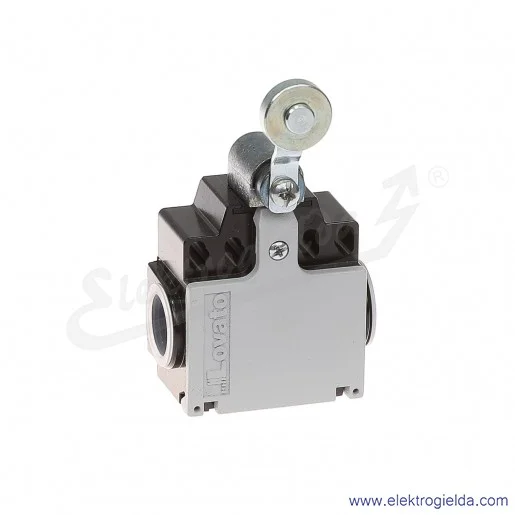 wyłącznik krańcowy KNE2S11 dźwignia uchylna z rolką metalową 19mm, styki 1NO+1NC, obudowa metalowa IP65 wyłącznik krańcowy KNE2S11 dźwignia uchylna z rolką metalową 19mm, styki 1NO+1NC, obudowa metalowa IP65