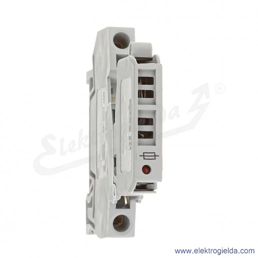 Złączka bezpiecznikowa 281-611/281-541 4mm2, szara, do bezpieczników 5x20mm, z sygnalizacją przepalenia wkładki Złączka bezpiecznikowa 281-611/281-541 4mm2, szara, do bezpieczników 5x20mm, z sygnalizacją przepalenia wkładki