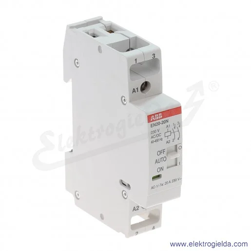Stycznik modułowy EN20-20N-06 20A 2NO 230V AC/DC sterowanie ręczne/automatyczne Stycznik modułowy EN20-20N-06 20A 2NO 230V AC/DC sterowanie ręczne/automatyczne