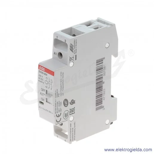Stycznik modułowy EN20-20N-06 20A 2NO 230V AC/DC sterowanie ręczne/automatyczne Stycznik modułowy EN20-20N-06 20A 2NO 230V AC/DC sterowanie ręczne/automatyczne
