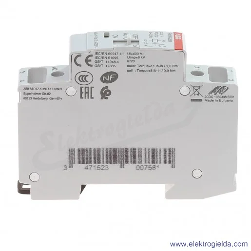 Stycznik modułowy EN20-20N-06 20A 2NO 230V AC/DC sterowanie ręczne/automatyczne Stycznik modułowy EN20-20N-06 20A 2NO 230V AC/DC sterowanie ręczne/automatyczne