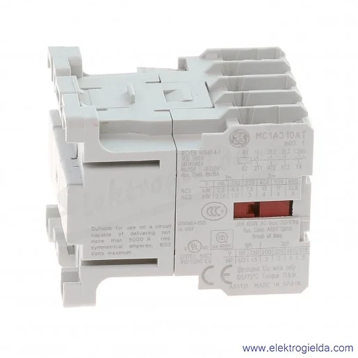 Stycznik MC1A310ATN 230V AC 50 HZ, 1NO, 4KW/400V AC-3, 20A AC-1, 3-polowy Stycznik MC1A310ATN 230V AC 50 HZ, 1NO, 4KW/400V AC-3, 20A AC-1, 3-polowy