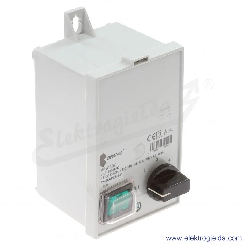 Regulator autotransformatorowy ARW 1.2 - 1.2A 230VAC, 5-stopniowa regulacja  Regulator autotransformatorowy ARW 1.2 - 1.2A 230VAC, 5-stopniowa regulacja