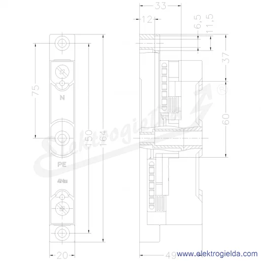 Rysunek wymiarowy Rysunek wymiarowy