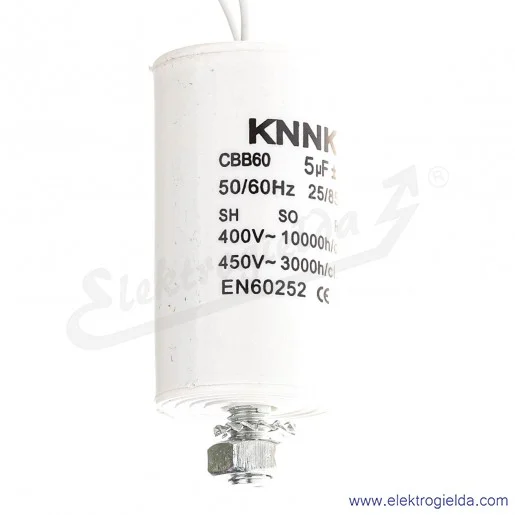 Kondensator rozruchowy 5 uF 450V wyjście kablowe Kondensator rozruchowy 5 uF 450V wyjście kablowe