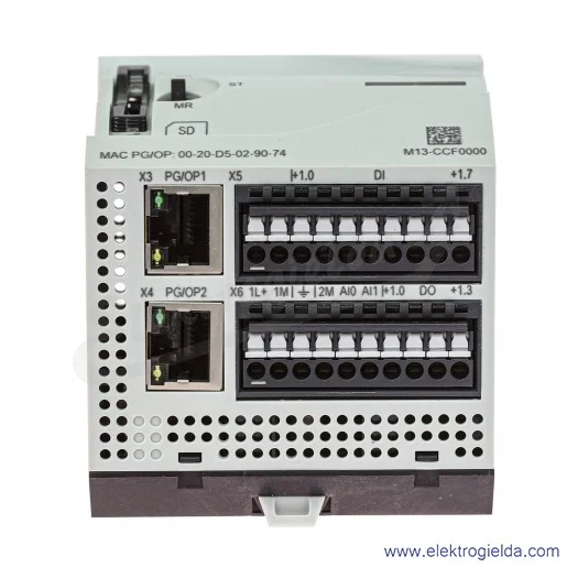 Sterownik PLC 85371091, CPU M13C, 24VDC, 16 wejść cyfrowych , 12 wyjść cyfrowych, 2 wejścia analogowe Sterownik PLC 85371091, CPU M13C, 24VDC, 16 wejść cyfrowych , 12 wyjść cyfrowych, 2 wejścia analogowe