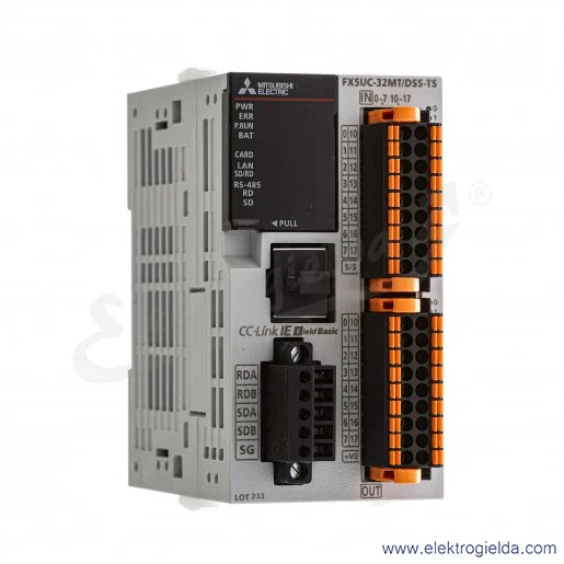 Sterownik PLC 315551, FX5UC-32MT/DSS-TS CPU 24VDC, 16 wejść, 16 wyjść tranzystorowych, 1x RS485, 1x ethernet Sterownik PLC 315551, FX5UC-32MT/DSS-TS CPU 24VDC, 16 wejść, 16 wyjść tranzystorowych, 1x RS485, 1x ethernet