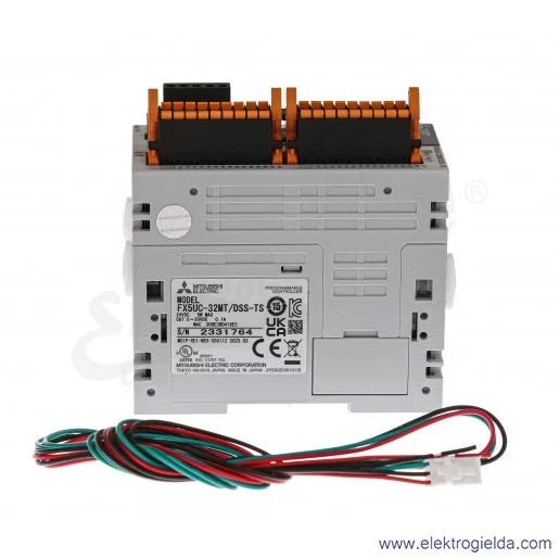 Sterownik PLC 315551, FX5UC-32MT/DSS-TS CPU 24VDC, 16 wejść, 16 wyjść tranzystorowych, 1x RS485, 1x ethernet Sterownik PLC 315551, FX5UC-32MT/DSS-TS CPU 24VDC, 16 wejść, 16 wyjść tranzystorowych, 1x RS485, 1x ethernet