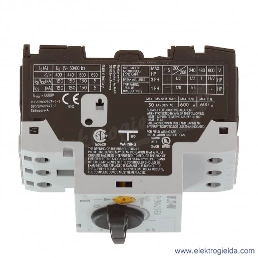 Wyłącznik silnikowy PKZM0-2,5-EA 3P 0,75kW 1,6-2,5A Wyłącznik silnikowy PKZM0-2,5-EA 3P 0,75kW 1,6-2,5A
