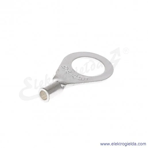 Końcówka oczkowa 2,5/8 wykonana z blachy miedzianej cynowanej galwanicznie Końcówka oczkowa 2,5/8 wykonana z blachy miedzianej cynowanej galwanicznie