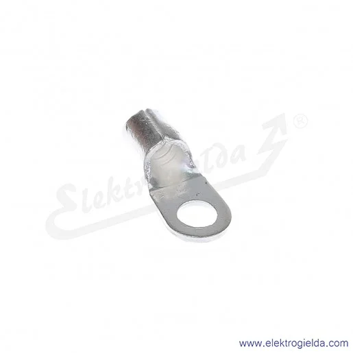 Końcówka oczkowa 6/4 wykonana z blachy miedzianej cynowanej galwanicznie Końcówka oczkowa 6/4 wykonana z blachy miedzianej cynowanej galwanicznie