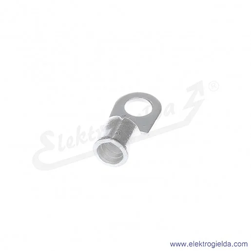 Końcówka oczkowa 6/4 wykonana z blachy miedzianej cynowanej galwanicznie Końcówka oczkowa 6/4 wykonana z blachy miedzianej cynowanej galwanicznie
