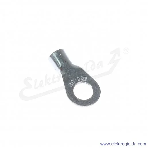 Końcówka oczkowa 6/5 wykonana z blachy miedzianej cynowanej galwanicznie Końcówka oczkowa 6/5 wykonana z blachy miedzianej cynowanej galwanicznie