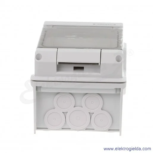 Rozdzielnica KV 1504 natynkowa, 1x4 moduły, IP 54, z zaciskami bezśrubowymi Fixconnect Rozdzielnica KV 1504 natynkowa, 1x4 moduły, IP 54, z zaciskami bezśrubowymi Fixconnect