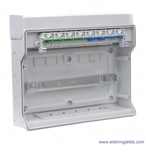 Rozdzielnica KV 1518 natynkowa, 1x18 modułów, IP 54, z zaciskami bezśrubowymi Fixconnect Rozdzielnica KV 1518 natynkowa, 1x18 modułów, IP 54, z zaciskami bezśrubowymi Fixconnect