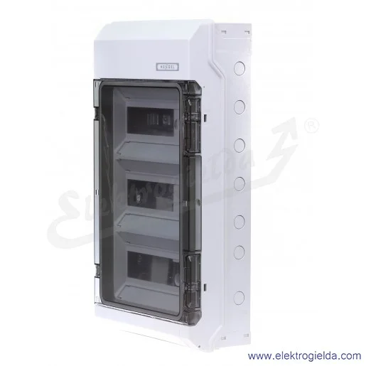 Rozdzielnica KV 3536 natynkowa, 3x12 modułów, IP 54, z zaciskami bezśrubowymi Fixconnect Rozdzielnica KV 3536 natynkowa, 3x12 modułów, IP 54, z zaciskami bezśrubowymi Fixconnect