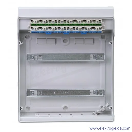 Rozdzielnica KV 2536 natynkowa, 2x18 modułów, IP 54, z zaciskami bezśrubowymi Fixconnect Rozdzielnica KV 2536 natynkowa, 2x18 modułów, IP 54, z zaciskami bezśrubowymi Fixconnect