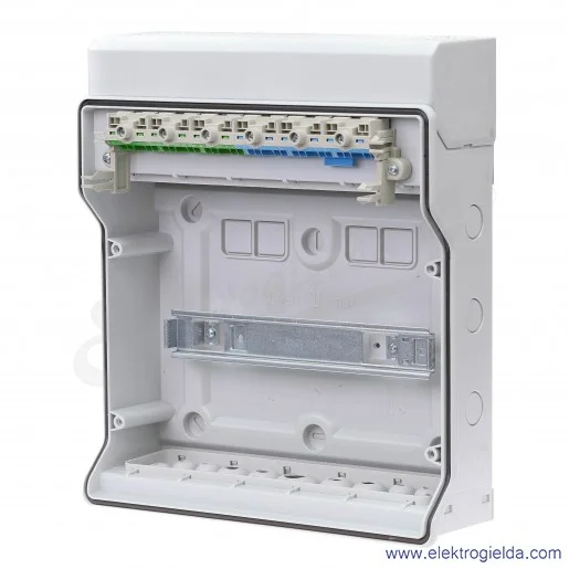 Rozdzielnica KV 9112 Z natynkowa, 1x12 modułów, IP 65, z zaciskami bezśrubowymi Fixconnect Rozdzielnica KV 9112 Z natynkowa, 1x12 modułów, IP 65, z zaciskami bezśrubowymi Fixconnect
