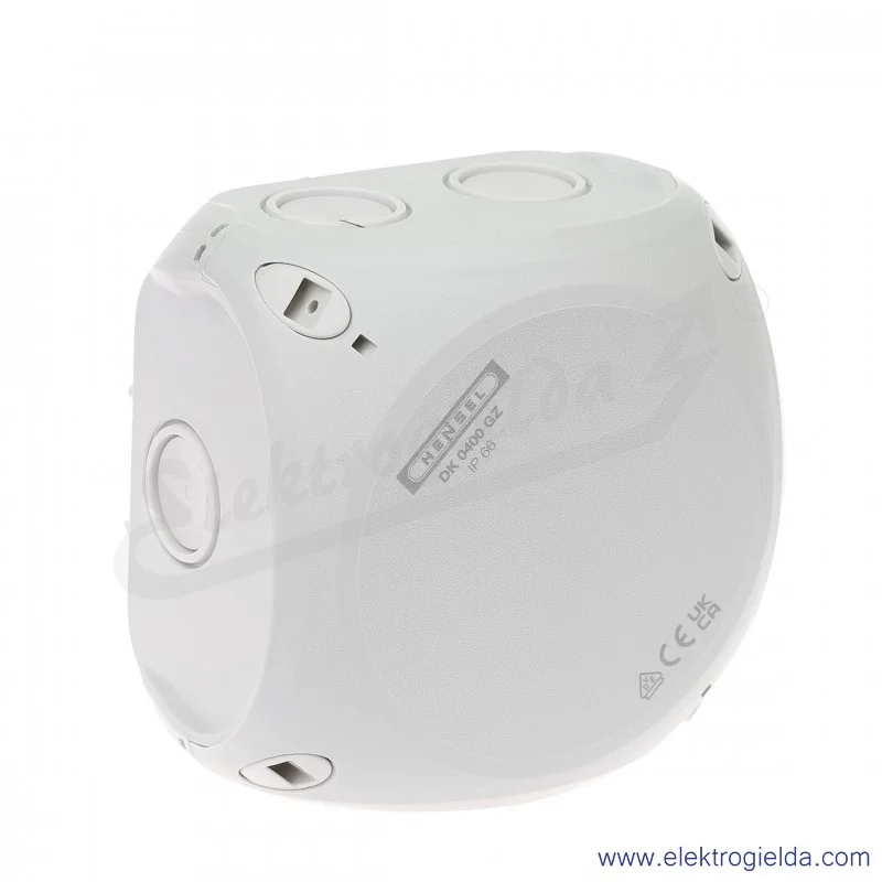 Puszka odgałęźna DK 0400 GZ szara, IP 66, 104x104x70 mm, z dławnicami membranowymi, bez zacisków Puszka odgałęźna DK 0400 GZ szara, IP 66, 104x104x70 mm, z dławnicami membranowymi, bez zacisków
