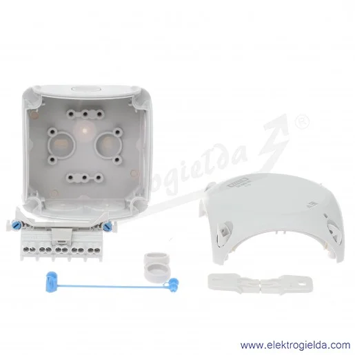 Puszka odgałęźna DK 0202 GZ szara, IP 66, 93x93x62mm, z dławnicami membranowymi, zaciskami 5x2,5mm2 Puszka odgałęźna DK 0202 GZ szara, IP 66, 93x93x62mm, z dławnicami membranowymi, zaciskami 5x2,5mm2