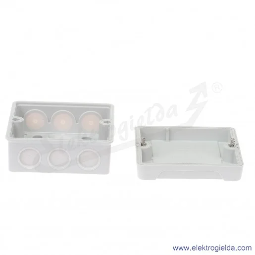 Puszka odgałęźna DE 9320 Z szara, IP 55, 88x88x50mm, z dławnicami membranowymi, bez zacisków Puszka odgałęźna DE 9320 Z szara, IP 55, 88x88x50mm, z dławnicami membranowymi, bez zacisków