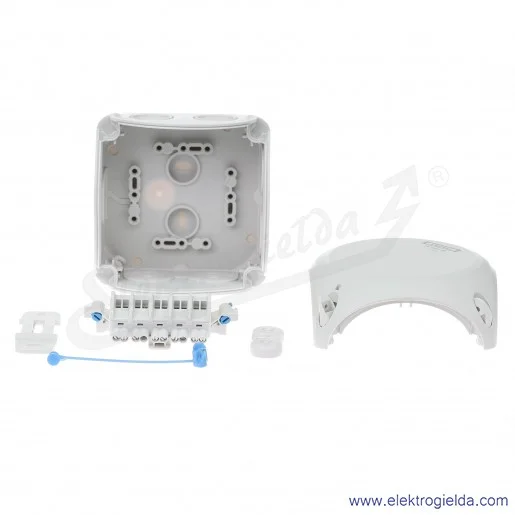 Puszka odgałęźna DK 0402 GZ szara, IP 66 104x104x70mm, z dławnicami membranowymi, zaciskami 5x2,5mm2 Puszka odgałęźna DK 0402 GZ szara, IP 66 104x104x70mm, z dławnicami membranowymi, zaciskami 5x2,5mm2