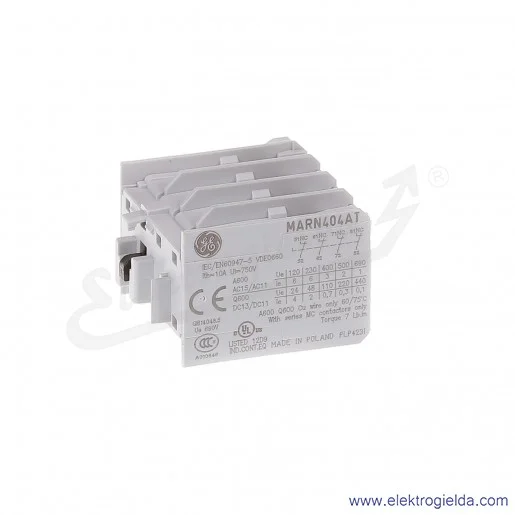 Blok styków pomocniczych MARN404AT czołowe 4NC Blok styków pomocniczych MARN404AT czołowe 4NC