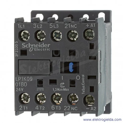 LP1K0901BD 1NC 4kW 20A Uc 24 VDC Stycznik miniaturowy, zaciski śrubowe LP1K0901BD 1NC 4kW 20A Uc 24 VDC Stycznik miniaturowy, zaciski śrubowe