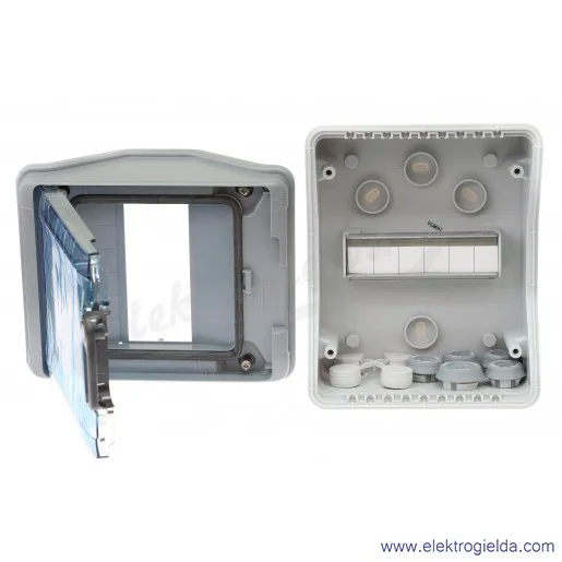 Rozdzielnica modułowa 601936, RN 65 1*6 bez listew, 6 modułowa, IP65 Rozdzielnica modułowa 601936, RN 65 1*6 bez listew, 6 modułowa, IP65