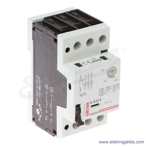 Wyłącznik silnikowy modułowy 606823, M 250 0,4-0,63A, 1z+1r, prąd zadziałania wyzwalaczy elektromagnetycznych 8.8A Wyłącznik silnikowy modułowy 606823, M 250 0,4-0,63A, 1z+1r, prąd zadziałania wyzwalaczy elektromagnetycznych 8.8A