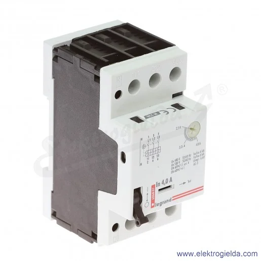 Wyłącznik silnikowy modułowy 606807, M 250 2,5-4A, prąd zadziałania wyzwalaczy elektromagnetycznych 56A Wyłącznik silnikowy modułowy 606807, M 250 2,5-4A, prąd zadziałania wyzwalaczy elektromagnetycznych 56A