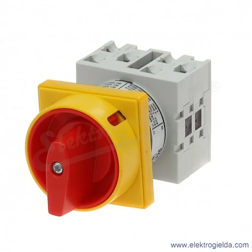 Łącznik krzywkowy GX2010U25 0-1, 3 tory 20A, AC3/400V 5,5KW, pokrętło żółto-czerwone z możliwością blokady, bez obudowy Łącznik krzywkowy GX2010U25 0-1, 3 tory 20A, AC3/400V 5,5KW, pokrętło żółto-czerwone z możliwością blokady, bez obudowy