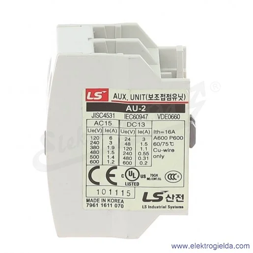 Styki pomocnicze AU-2 1Z1R, do GMC-X, montaż czołowy Styki pomocnicze AU-2 1Z1R, do GMC-X, montaż czołowy