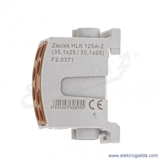 Blok rozdzielczy F2.0371 HLK125A-2 brązowy zacisk 1x25, 1x35 wymiar 55x26x38mm Blok rozdzielczy F2.0371 HLK125A-2 brązowy zacisk 1x25, 1x35 wymiar 55x26x38mm