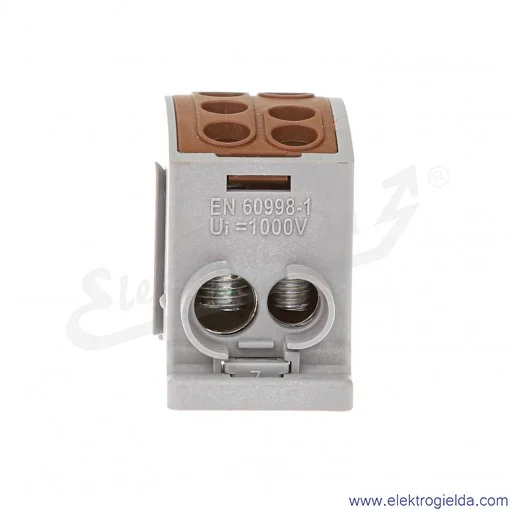 Blok rozdzielczy F2.0371 HLK125A-2 brązowy zacisk 1x25, 1x35 wymiar 55x26x38mm Blok rozdzielczy F2.0371 HLK125A-2 brązowy zacisk 1x25, 1x35 wymiar 55x26x38mm