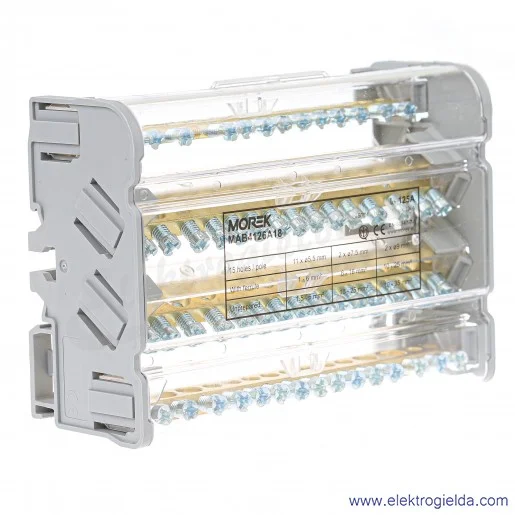 Blok rozdzielczy MAB4126A18 4P 125A-15 Moblock 2x35+2x25+11x6mm Blok rozdzielczy MAB4126A18 4P 125A-15 Moblock 2x35+2x25+11x6mm