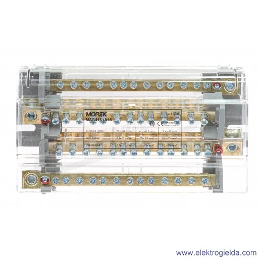 Blok rozdzielczy MAB4161A18 4P 160A-14 Moblock 1x50+4x35+9x16mm Blok rozdzielczy MAB4161A18 4P 160A-14 Moblock 1x50+4x35+9x16mm