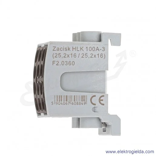 Blok rozdzielczy F2.0360 HLK100A-3 czarny zacisk 2x16, 1x25 wymiar 49x30x36mm Blok rozdzielczy F2.0360 HLK100A-3 czarny zacisk 2x16, 1x25 wymiar 49x30x36mm