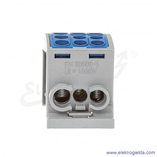 Blok rozdzielczy F2.0363 HLK100A-3 niebieski zacisk 2x16, 1x25 wymiar 49x30x36mm Blok rozdzielczy F2.0363 HLK100A-3 niebieski zacisk 2x16, 1x25 wymiar 49x30x36mm