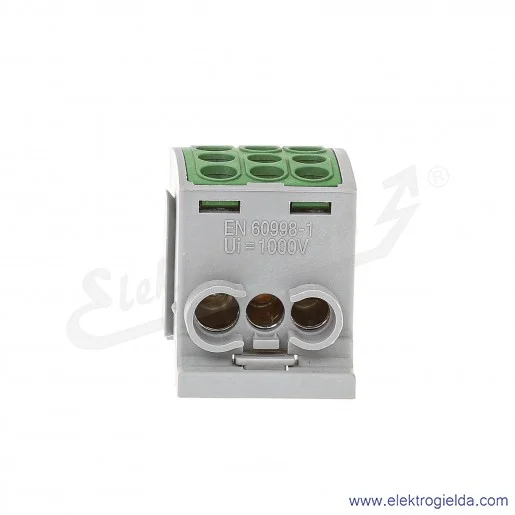 Blok rozdzielczy F2.0364 HLK100A-3 zielony zacisk 2x16, 1x25 wymiar 49x30x36mm Blok rozdzielczy F2.0364 HLK100A-3 zielony zacisk 2x16, 1x25 wymiar 49x30x36mm