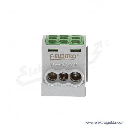 Blok rozdzielczy F2.0364 HLK100A-3 zielony zacisk 2x16, 1x25 wymiar 49x30x36mm Blok rozdzielczy F2.0364 HLK100A-3 zielony zacisk 2x16, 1x25 wymiar 49x30x36mm
